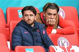 England's midfielder Jack Grealish (R) and England's defender Ben Chilwell watch from the bench during the UEFA EURO 2020 round of 16 football match between England and Germany at Wembley Stadium in London on June 29, 2021. (Getty Images)