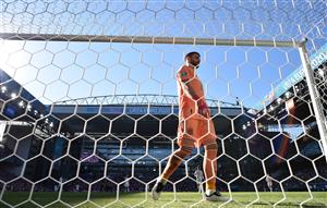 COPENHAGEN, DENMARK - JUNE 28: Unai Simon of Spain looks dejected after scoring an own goal for the Croatia first goal during the UEFA Euro 2020 Championship Round of 16 match between Croatia and Spain at Parken Stadium on June 28, 2021 in Copenhagen, Denmark. (Getty Images)