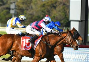 MELBOURNE, AUSTRALIA - JUNE 30: Alana Kelly riding Lady D'oro winning Race 7, the Ladbrokes Same Race Multi Handicap, during Melbourne Racing at Sandown Lakeside on June 30, 2021 in Melbourne, Australia. (Photo by Vince Caligiuri/Getty Images)