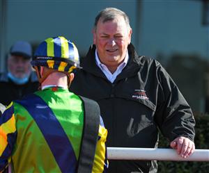 MELBOURNE, AUSTRALIA - JUNE 30: Trainer Michael Moroney after Mark Zahra rode Nerve Not Verve to win Race 4, the Ladbrokes Easy Form Handicap, during Melbourne Racing at Sandown Lakeside on June 30, 2021 in Melbourne, Australia. (Photo by Vince Caligiuri/Getty Images)