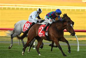 MELBOURNE, AUSTRALIA - JUNE 30: Thomas Stockdale riding Chief Altony winning Race 9, the Ladbrokes Cash In Handicap, during Melbourne Racing at Sandown Lakeside on June 30, 2021 in Melbourne, Australia. (Photo by Vince Caligiuri/Getty Images)