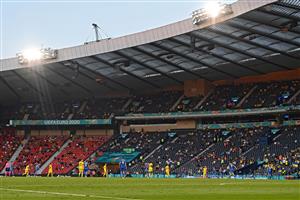 A general view shows the UEFA EURO 2020 round of 16 football match between Sweden and Ukraine at Hampden Park in Glasgow on June 29, 2021. (Getty Images)
