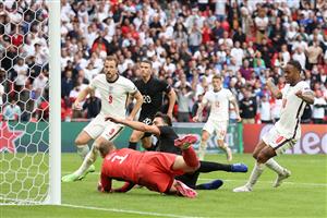 Raheem Sterling scores England's first goal in the 2-0 win over Germany. (Getty Images)