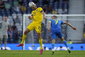 GLASGOW, SCOTLAND - JUNE 29: Marcus Danielson of Sweden heads the ball during the UEFA Euro 2020 Championship Round of 16 match between Sweden and Ukraine at Hampden Park on June 29, 2021 in Glasgow, Scotland. (Getty Images)