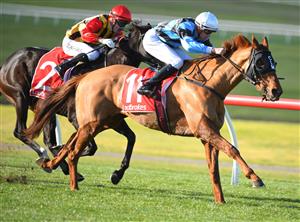 MELBOURNE, AUSTRALIA - JUNE 30: Michael Dee riding Smokin' Romans winning race 6, the Mrc Membership Renewal Handicap, during Melbourne Racing at Sandown Lakeside on June 30, 2021 in Melbourne, Australia. (Photo by Vince Caligiuri/Getty Images)
