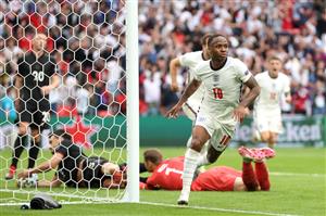 Raheem Sterling of England celebrates after scoring his team's first goal against Germany. (Getty Images)