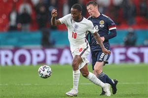 England forward Raheem Sterling is pictured in action against Scotland. (Getty Images)