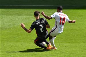 Raheem Sterling of England scores against Croatia. (Getty Images)