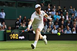 LONDON, ENGLAND - JUNE 30: Andy Murray of Great Britain stretches to play a forehand in his Men's Singles Second Round match against Oscar Otte of Germany during Day Three of The Championships - Wimbledon 2021 at All England Lawn Tennis and Croquet Club on June 30, 2021 in London, England. (Getty Images)