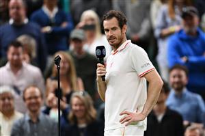 LONDON, ENGLAND - JUNE 30: Andy Murray of Great Britain talks as he is interviewed on court after winning his Men's Singles Second Round match against Oscar Otte of Germany during Day Three of The Championships - Wimbledon 2021 at All England Lawn Tennis and Croquet Club on June 30, 2021 in London, England. (Getty Images)