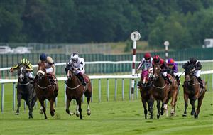 NEWTON-LE-WILLOWS, ENGLAND - JULY 01: Dapper Man and Saffie Osborne (3rd left) coming home to win the Haydock Apprentice Training Series Handicap at Haydock Park Racecourse on July 1, 2021 in Newton-le-Willows, England. (Photo by Martin Rickett - Pool/Getty Images)