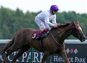 NEWTON-LE-WILLOWS, ENGLAND - JULY 01: Stone Soldier ridden by Andrea Atzeni winning the Follow RacingTV On Twitter Handicap at Haydock Park Racecourse at Haydock Park Racecourse on July 1, 2021 in Newton-le-Willows, England. (Photo by Martin Rickett - Pool/Getty Images)
