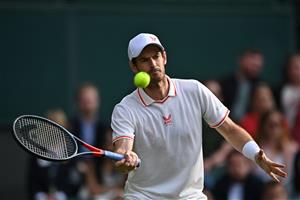 Britain's Andy Murray returns against Germany's Oscar Otte during their men's singles second round match on the third day of the 2021 Wimbledon Championships at The All England Tennis Club in Wimbledon, southwest London, on June 30, 2021. (Getty Images)