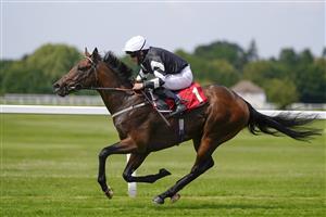 ESHER, ENGLAND - JULY 02: PJ McDonald riding Feraby win The Coral Dragon Stakes at Sandown Racecourse on July 02, 2021 in Esher, England. Due to the Coronavirus pandemic, only owners along with a limited number of the paying public will be allowed to attend the meeting. (Photo by Alan Crowhurst/Getty Images)