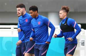 BURTON UPON TRENT, ENGLAND - JULY 02: Jude Bellingham of England walks out prior to the England Training Session at St George's Park on July 02, 2021 in Burton upon Trent, England. (Getty Images)