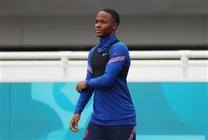BURTON UPON TRENT, ENGLAND - JULY 02: Raheem Sterling of England walks out prior to the England Training Session at St George's Park on July 02, 2021 in Burton upon Trent, England. (Getty Images)
