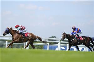 ESHER, ENGLAND - JULY 02: Ryan Moore riding Red Verdon win The Coral Marathon at Sandown Racecourse on July 02, 2021 in Esher, England. Due to the Coronavirus pandemic, only owners along with a limited number of the paying public will be allowed to attend the meeting. (Photo by Alan Crowhurst/Getty Images)