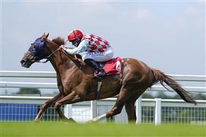 ESHER, ENGLAND - JULY 02: Ryan Moore riding Red Verdon win The Coral Marathon at Sandown Racecourse on July 02, 2021 in Esher, England. Due to the Coronavirus pandemic, only owners along with a limited number of the paying public will be allowed to attend the meeting. (Photo by Alan Crowhurst/Getty Images)
