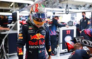 SPIELBERG, AUSTRIA - JULY 02: Sergio Perez of Mexico and Red Bull Racing looks on in the garage during practice ahead of the F1 Grand Prix of Austria at Red Bull Ring on July 02, 2021 in Spielberg, Austria. (Getty Images)