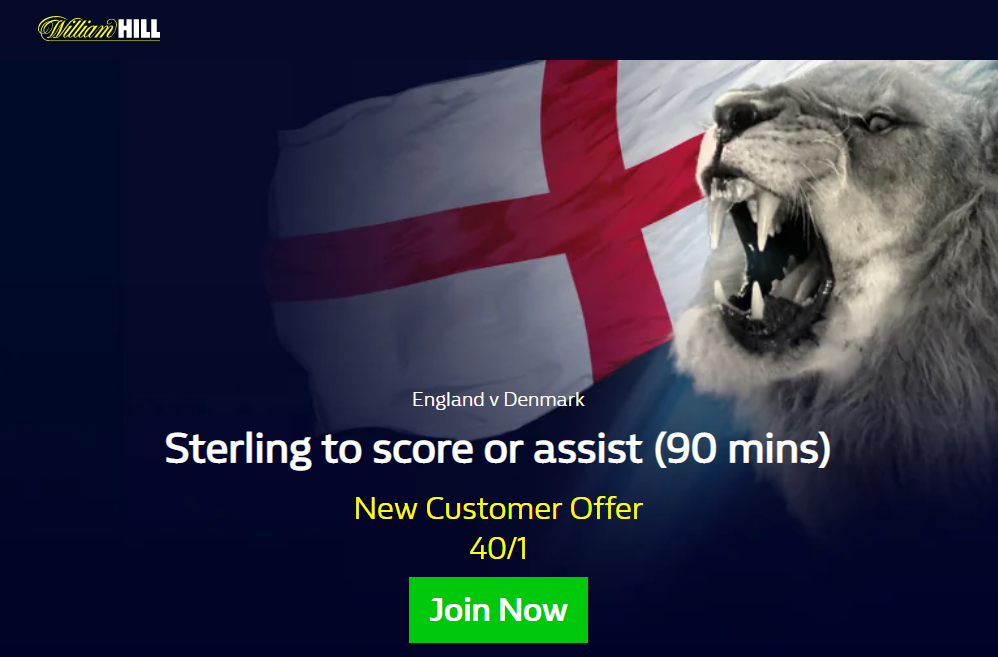 Raheem Sterling England vs Denmark Boost | Get 40/1 Raheem ...