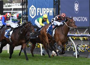 MELBOURNE, AUSTRALIA - JULY 03: Damien Thornton riding The Astrologist winning Race 8, the Furphy All Victorian Sprint Series Final, during Melbourne Racing at Flemington Racecourse on July 03, 2021 in Melbourne, Australia. (Photo by Vince Caligiuri/Getty Images)