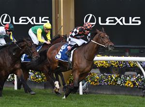 MELBOURNE, AUSTRALIA - JULY 03: Damien Thornton riding The Astrologist winning Race 8, the Furphy All Victorian Sprint Series Final, during Melbourne Racing at Flemington Racecourse on July 03, 2021 in Melbourne, Australia. (Photo by Vince Caligiuri/Getty Images)