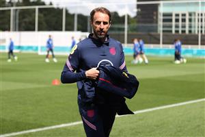 BURTON UPON TRENT, ENGLAND - JULY 05: Gareth Southgate, Manager of England looks on during the England Training Session at St George's Park on July 05, 2021 in Burton upon Trent, England. (Getty Images)