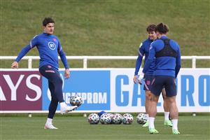 BURTON UPON TRENT, ENGLAND - JULY 05: Harry Maguire of England controls the ball during the England Training Session at St George's Park on July 05, 2021 in Burton upon Trent, England. (Getty Images)