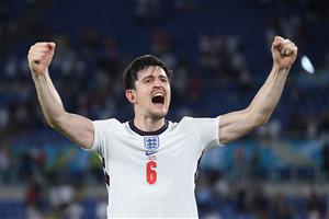 TOPSHOT - England's defender Harry Maguire celebrates victory after the UEFA EURO 2020 quarter-final football match between Ukraine and England at the Olympic Stadium in Rome on July 3, 2021. (Getty Images)