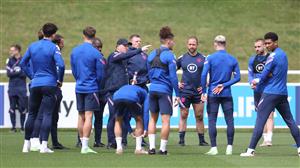 BURTON UPON TRENT, ENGLAND - JULY 05: Assistant Coach Steve Holland gives players instructions during the England Training Session at St George's Park on July 05, 2021 in Burton upon Trent, England. (Getty Images)