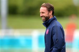 BURTON UPON TRENT, ENGLAND - JULY 06: Gareth Southgate, Manager of England looks on during the England Training Session at St George's Park on July 06, 2021 in Burton upon Trent, England. (Getty Images)