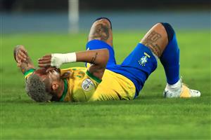 RIO DE JANEIRO, BRAZIL - JULY 05: Neymar Jr. of Brazil reacts during a semi-final match of Copa America Brazil 2021 between Brazil and Peru at Estadio Olímpico Nilton Santos on July 05, 2021 in Rio de Janeiro, Brazil. (Getty Images)