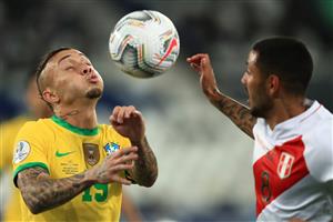 RIO DE JANEIRO, BRAZIL - JULY 05: Everton of Brazil reacts during a semi-final match of Copa America Brazil 2021 between Brazil and Peru at Estadio Olímpico Nilton Santos on July 05, 2021 in Rio de Janeiro, Brazil. (Getty Images)