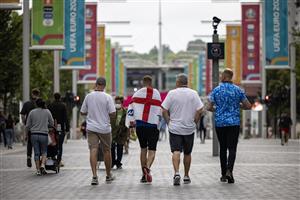LONDON, ENGLAND - JULY 07: England fans on Wembley Way on July 07, 2021 in London, England. England has reached the semi-finals of the UEFA European Football Championship 2020 hoping to make the final for the first time in the history of the competition. (Getty Images)