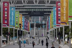 LONDON, ENGLAND - JULY 07: Wembley Way looking towards Wembley Stadium on July 07, 2021 in London, England. England has reached the semi-finals of the UEFA European Football Championship 2020 hoping to make the final for the first time in the history of the competition. (Getty Images)