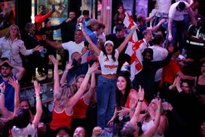 England supporters celebrate England's Euro 2020 semi-final win over Denmark. (Getty Images)
