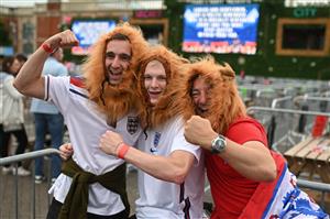 England supporters at the 4TheFans Fan Park wait for the start of the UEFA EURO 2020 semi-final football match between England and Denmark in Manchester, northwest England on July 7, 2021. (Photo by Oli SCARFF / AFP) (Getty Images)
