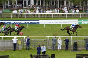NEWMARKET, ENGLAND - JULY 10: Frankie Dettori riding Motakhayyel slip clear to win The bet365 Bunbury Cup at Newmarket Racecourse on July 10, 2021 in Newmarket, England. Due to the Coronavirus pandemic, only owners along with a limited number of the paying public will be allowed to attend the meeting. (Photo by Alan Crowhurst/Getty Images)