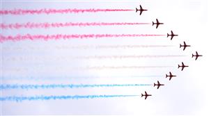 LONDON, ENGLAND - JULY 11: The Red Arrows perform a flyover above Wembley stadium in support of the England team prior to the UEFA Euro 2020 Championship Final between Italy and England at Wembley Stadium on July 11, 2021 in London, England. (Getty Images)