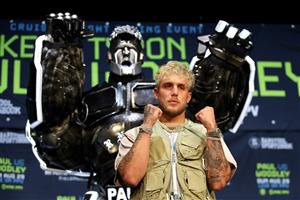 LOS ANGELES, CALIFORNIA - JULY 13: Jake Paul poses for media during a press conference before his cruiserweight fight against Tyron Woodley at The Novo by Microsoft at L.A. Live on July 13, 2021 in Los Angeles, California. (Getty Images)