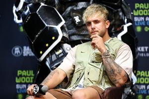 LOS ANGELES, CALIFORNIA - JULY 13: Jake Paul looks on during a press conference before his cruiserweight fight against Tyron Woodley at The Novo by Microsoft at L.A. Live on July 13, 2021 in Los Angeles, California. (Getty Images)