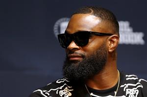 LOS ANGELES, CALIFORNIA - JULY 13: Tyron Woodley looks on during a press conference before his cruiserweight fight against Jake Paul at The Novo by Microsoft at L.A. Live on July 13, 2021 in Los Angeles, California. (Photo by Katelyn Mulcahy/Getty Images) (Getty Images)