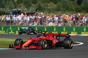 NORTHAMPTON, ENGLAND - JULY 18: Charles Leclerc of Monaco driving the (16) Scuderia Ferrari SF21 during the F1 Grand Prix of Great Britain at Silverstone on July 18, 2021 in Northampton, England. (Getty Images)