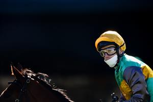 SYDNEY, AUSTRALIA - JULY 17: Tim Clark on La Chevalee returns to scale after winning race 4 the City Tattersalls Club Handicap during Sydney Racing at Royal Randwick Racecourse on July 17, 2021 in Sydney, Australia. (Photo by Mark Evans/Getty Images)