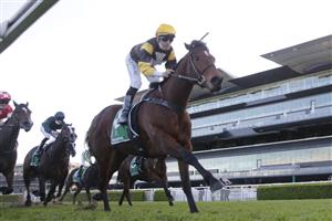 SYDNEY, AUSTRALIA - JULY 17: Tommy Berry on Our Bellagio Miss wins race 10 during Sydney Racing at Randwick on July 17, 2021 in Sydney, Australia. (Photo by Mark Evans/Getty Images)