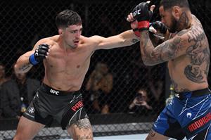 LAS VEGAS, NEVADA - JULY 17: In this handout photo provided by UFC, (L-R) Preston Parsons punches Daniel Rodriguez in their welterweight bout during the UFC Fight Night event at UFC APEX on July 17, 2021 in Las Vegas, Nevada. (Getty Images)