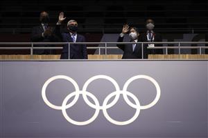 TOKYO, JAPAN - JULY 23: Thomas Bach, IOC President and Emperor Naruhito, President of the Tokyo Olympic and Paralympic Games look on during the Opening Ceremony of the Tokyo 2020 Olympic Games at Olympic Stadium on July 23, 2021 in Tokyo, Japan. (Getty Images)