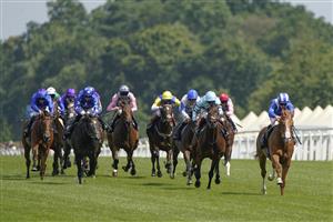 ASCOT, ENGLAND - JULY 23: Jim Crowley riding Ehraz (R) win The Anders Foundation British EBF Crocker Bulteel Maiden Stakes at Ascot Racecourse on July 23, 2021 in Ascot, England. (Photo by Alan Crowhurst/Getty Images)