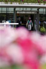 ASCOT, ENGLAND - JULY 23: Jockey Robert Havlin leaves the weighing room for the first race of the day at Ascot Racecourse on July 23, 2021 in Ascot, England. (Photo by Alan Crowhurst/Getty Images)