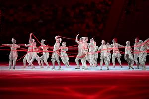 TOKYO, JAPAN - JULY 23: Performers dance during the Opening Ceremony of the Tokyo 2020 Olympic Games at Olympic Stadium on July 23, 2021 in Tokyo, Japan. (Getty Images)